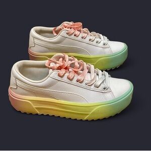 Puma White and Pink Sneakers with Chunky Sole